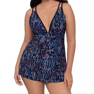 Trimshaper Women's Size 8 Swimsuit Bathing Suit Swim Tracey Multicolored Black